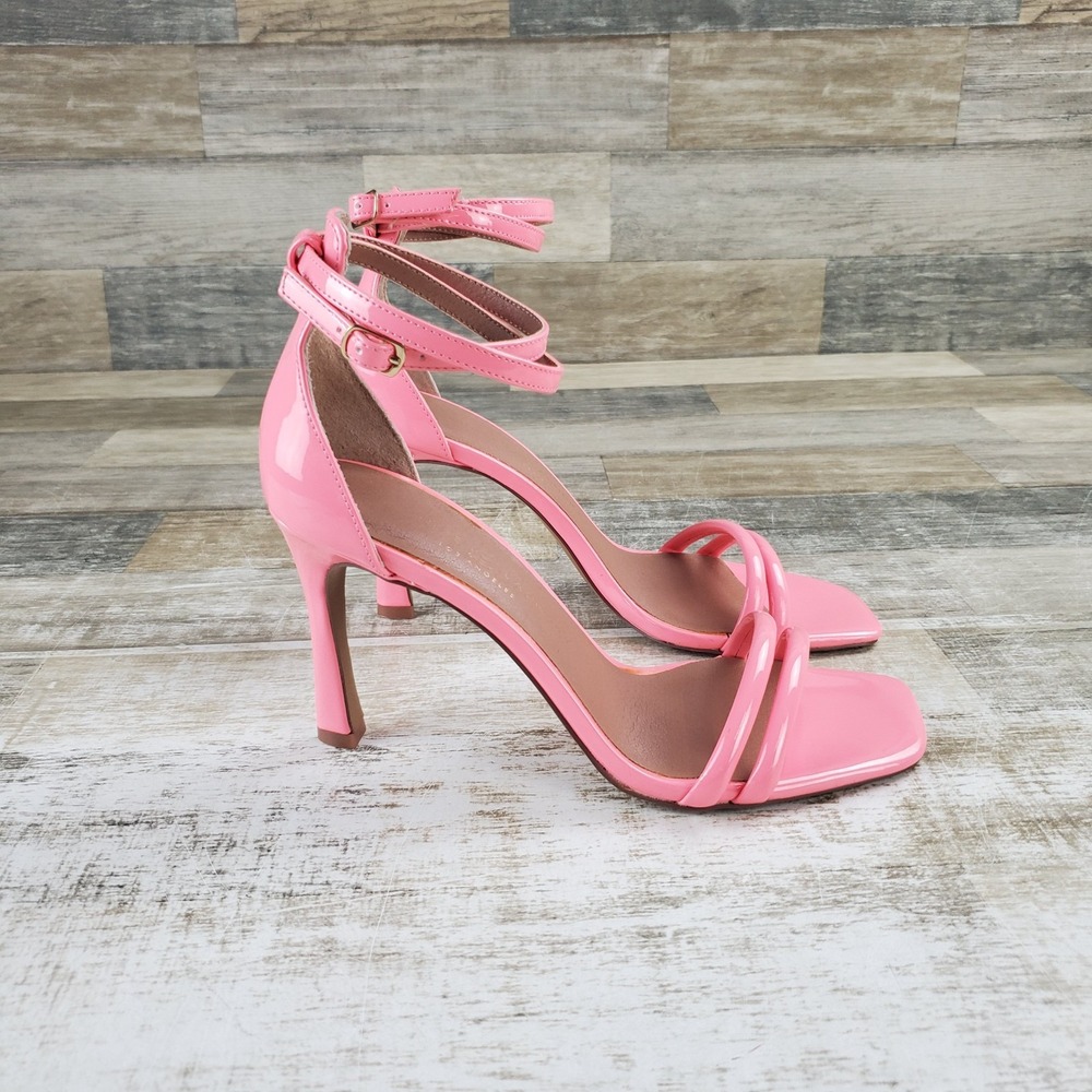 Chinese Laundry Jasmine Women Heeled Sandal Sz 8.5 Light Pink Patent Ankle Strap
